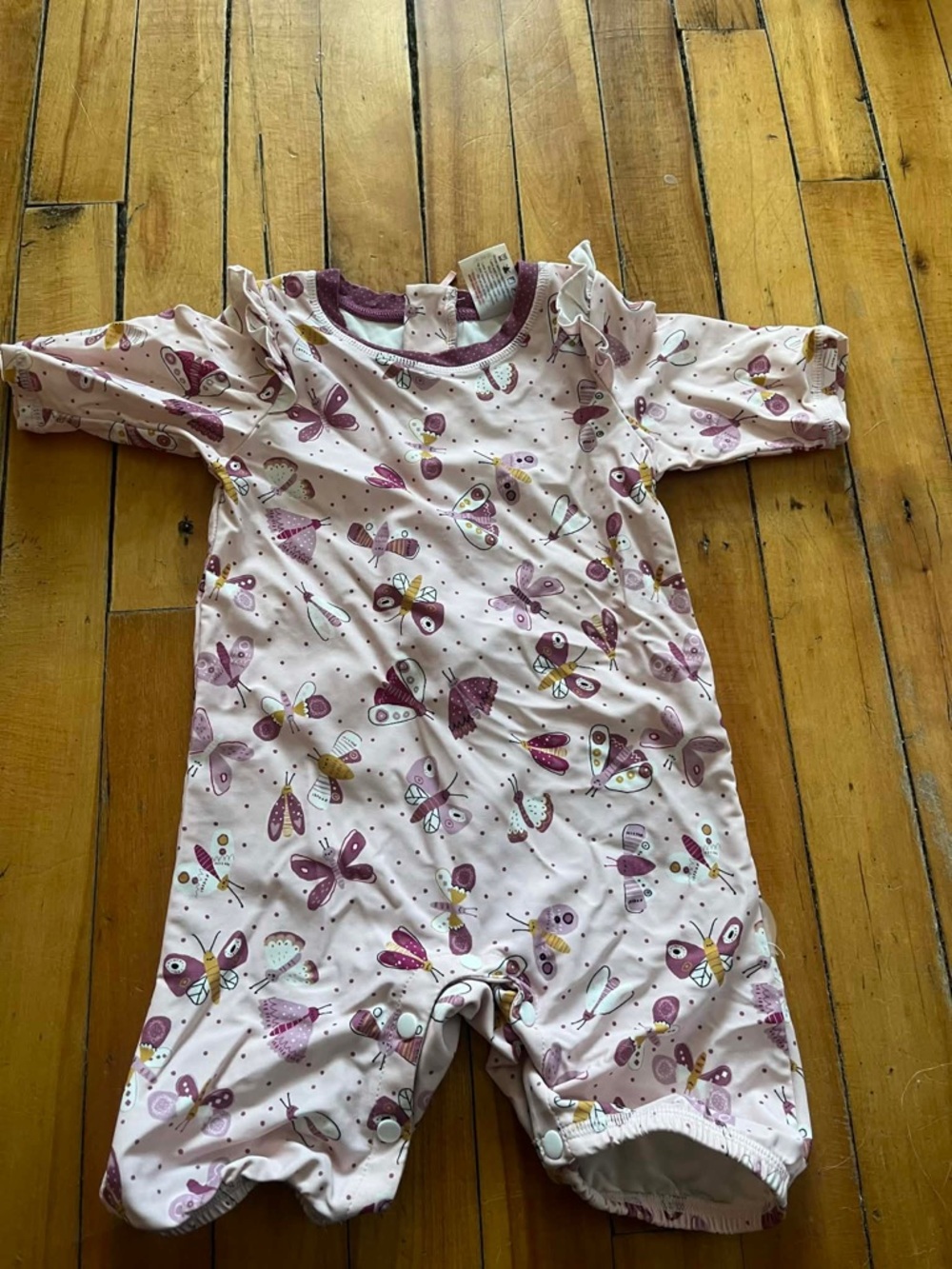 Kids Pink Butterfly One-Piece Swimsuit